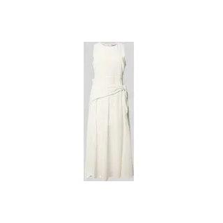 Midikleid aus Viskose-Mix mit Spitzenbesatz, Offwhite, M