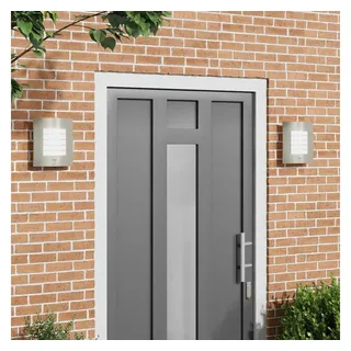 vidaXL Außenwandleuchte 2er Set Edelstahl 23,5 x 10,5 x 26 cm Silber