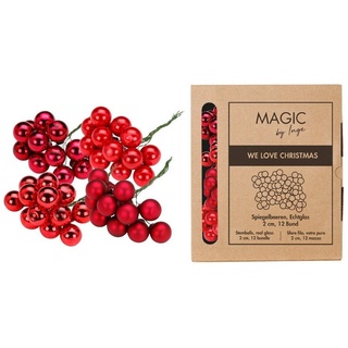 MAGIC by Inge Weihnachtsbaumkugel, Weihnachtskugeln am Draht 2cm Glas 144 Stück - Ruby Red rot