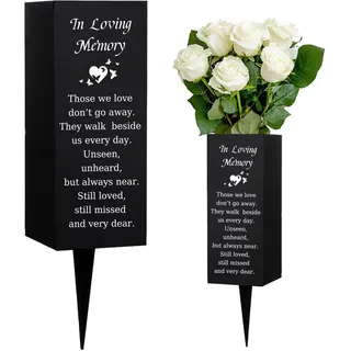 WEBEEDY Friedhofsvasen Metall Friedhofsvasen Blumenhalter Mit Stacheln Schmetterling Herz Muster Grabgedenkzeichen Friedhofs Wetterfeste Friedhofsblumen 8x20cm (In Liebevoller Erinnerung)