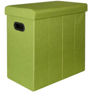 Dune Design DuneDesign Faltbarer Wäschekorb 70L Wäschetruhe mit Deckel Wäschebox Wäschesammler Leinen-Optik Grün