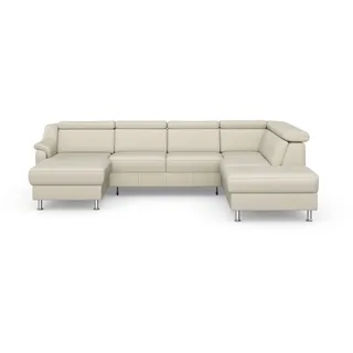 sit&more Wohnlandschaft SIT & MORE "Freetown U-Form", beige (elfenbein), B:315cm H:84cm T:216cm, Sofas, Wohnlandschaft, Kopfteilverstellung und Federkern, wahlweise mit Bettfunktion