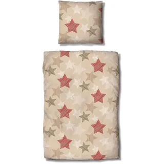 Traumschlaf Sterne Baumwolle Beige 155 x 220 cm + 80 x 80 cm