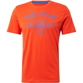 Tom Tailor Herren T-Shirt mit Logo Print Regular Fit Basic Rot S
