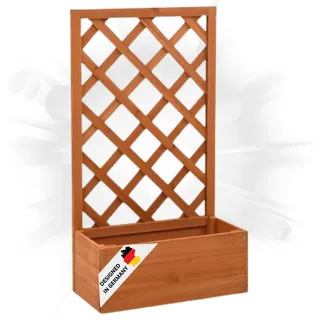 DELUKE Rankkasten Gartenspalier MINO braun | 90x50x25cm | Spalier mit Blumenkasten mit Rankgitter Rankhilfe mit Pflanzenkasten Blumenkübel Pflanzgefäß