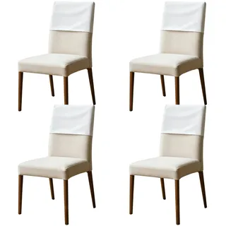 KEGAJEGA 4 Stück Stuhlhussen Rückenlehne Stuhlrückenabdeckung Polyester Wasserdicht Staubdicht Waschbar Abnehmbarer Stuhlhussen Stuhllehne für Zuhause Restaurant Büro Hotel Bankett (Beige, S)
