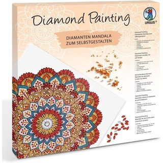 URSUS Erwachsenen Bastelsets Diamond Painting Diamanten Mandala, rot/orange/petrol (Set 6)