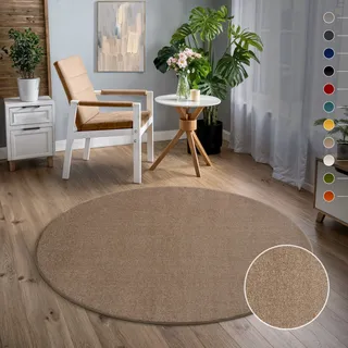 Sanat Uni Kurzflorteppich Ø 200 cm Beige