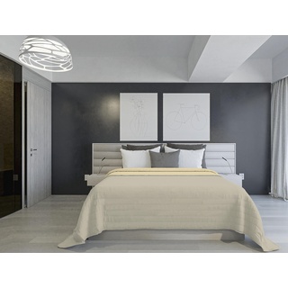 Italian Bed Linen Sommerdecke, feuerfest, zweifarbig, aus Seide, Taupe/Creme, 260 x 270 cm