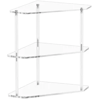 Roxvue Dreieckiger Beistelltisch Aus Acryl - Eck-Beistelltisch mit 3 Ebenen - Kleiner Ecktisch für Wohnzimmer, Schlafzimmer, Badezimmer