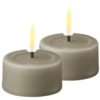 Deluxe Homeart Flammenloses LED-Teelicht-Set für den Innenbereich, mit Real FlameTM-Technologie, batteriebetriebene Kerze (Sand)