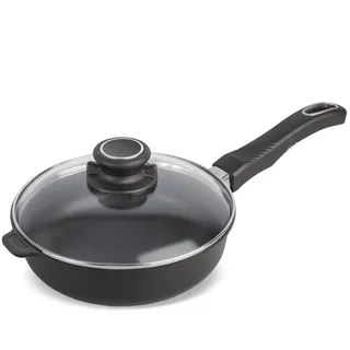 Set Original Gundel GUSS-BRATPFANNE INDUKTION hoch mit Glasdeckel, Ø 20 cm, Höhe 6,5 cm, BIOTAN-Oberfläche, PFOA-frei