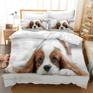 Elzusha – Kinderbettwäsche-Set mit Hunde-Motiv, 3-teilig