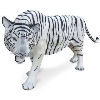 Casa Padrino Skulptur »Luxus Dekofigur Weißer Tiger Weiß / Schwarz 250 x 55 x H. 90 cm - Lebensgroße Dekofigur - Riesige Tierfigur - Gartendeko Skulptur«