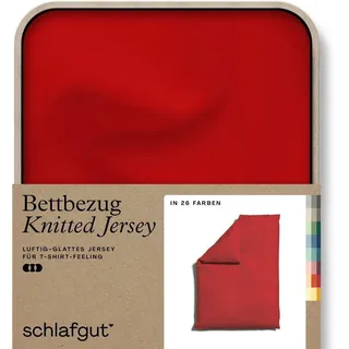 Schlafgut Bettbezug Premium Bettbezug Knitted Jersey (1 St), (1 St), Ton-in-Ton Reißverschluss, Bio-Baumwolle mit Elasthan, Uni, OEKO Tex rot 155 cm x 220 cm