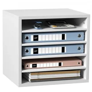 Vevor 355 x 305 x 330 mm Briefablage Schreibtisch Organizer, 2,3–5,6 cm Einstellbar A4 Stapelbar Quer, Papierablage, Aufbewahrung Schreibtisch Ablagesystem Organisation, Ablage (Weiß, 5 Fächer)