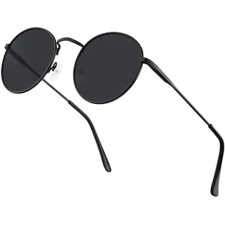 HENGOSEN Sonnenbrille Herren Rund Sunglasses-Men: Polarisiert Runde Sonnenbrille Retro Metallrahmen Sonnen Brille Herren Damen