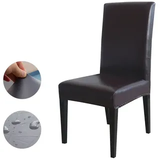 BTTO Sitzflächenhusse Stuhlhussen, Wasserdicht ölbeständig Stuhlbezug,  8 Farben, Leicht Zu Reinigen Für Zuhause Und Party 1 /2/4/6 /8 er Set braun