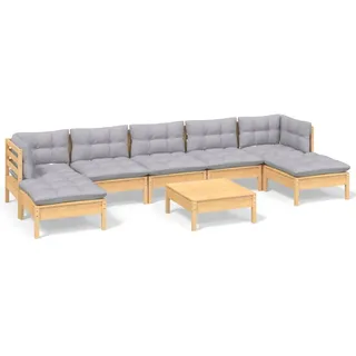 vidaXL Garten-Lounge-Set 8-tlg. grau Kiefernholz