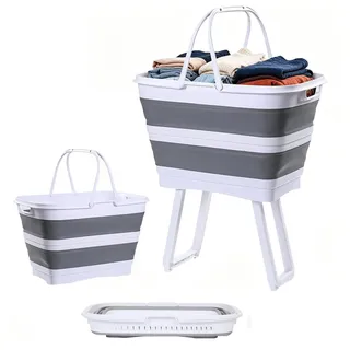 Faltbarer WäSchekorb, 26l WäSchekorb Mit Henkel, Multifunktionale WäSchekorb Mit Beinen, Robust, GroßEs FassungsvermöGen,Platz Sparen, Mit AbflusslöChern, FüR Camping, Garten & Haushalt Lagerung (A)