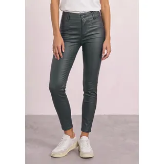 Röhrenhose STREET ONE, Damen, Gr. 36, Länge 30, mossbound grün, Stoff, 79% Viskose, 18% Nylon, 3% Elasthan, unifarben, slim fit lang, Hosen, in Fake-Leder-Optik
