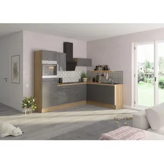 OPTIFIT Winkelküche L-Form 270 cm Anthrazit-Wildeiche