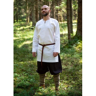 Vehi Mercatus Wikinger-Kostüm Wikinger Tunika oder Untertunika aus Leinen weiß Langarm weiß L/XL - L, XL