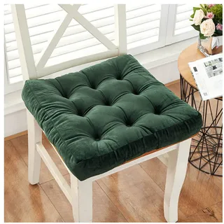 JLWM Sitzkissen Einfarbig Samt, Sitzauflage Verdicken Sanft Bequem Stuhlkissen Für Zuhause Essensstuhl Fußboden Tatami Erkerfenster-Grün A-50x50cm