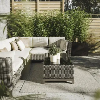 Interiyou Outdoor Teppich Wetterfest Asti - 300x300 cm Hellgrau - Jute Optik - Wasserfest für Balkon, Terrasse, Garten - Outdoorteppich passend auch für Wohnzimmer, Schlafzimmer und Küche
