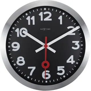 NeXtime Station Wanduhren, Metall und Kunststoff, Schwarz, Ø 35 cm