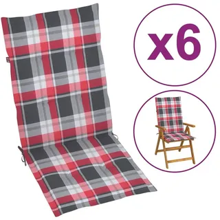 vidaXL Hochlehner Auflage 120 x 50 x 4 cm rot kariert 6 St.