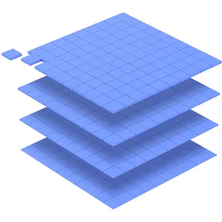 Aairhut 4 Pack Wärmeleitpad Set (100 Stück pro Packung) - 10x10x(0,5+1+1,5+2) mm - Weiche Silikon Wärmeleitpads - 6W/m.K - Für Kühlkörper, PS5, Steam Deck, GPU, SSD, etc