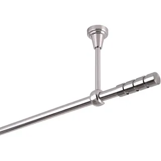 MDEKOR Vorhangstange 1-läufig Ø 16 mm 180 cm Edelstahl-Optik