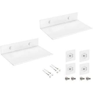 Kleine schwebende Regale, Mini-Displayregal für Handy-Decke, schmales Wandregal, Aluminium, Wandmontage, Weiß, 20,3 cm, 2 Stück, Z Metall