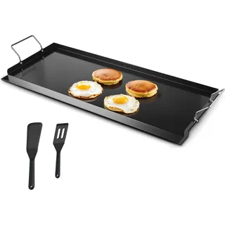 Vevor Grillplatte Grillpfanne Karbonstahl universelle rechteckige Platte (812 x 310 mm) mit flacher Oberseite, Gasgrill-Grillplatte für BBQ-Grill Teppanyaki, tragbares Familienkochgeschirr mit Griff