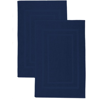 NatureMark 2er Pack Badvorleger | Premium Qualität | 100% Baumwolle | 50 x 80 cm | Duschvorleger Duschmatte Doppelpack | Farbe: Navy blau
