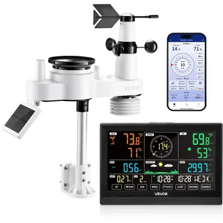 Vevor Wetterstation 7 in 1 7,5" VA-Display Wi-Fi mit App Schwarz 