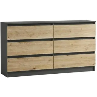 home collective Highboard 140 x 78 x 35 cm Anthrazit/Artisan-Eiche