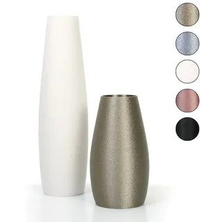 Kreative Feder Dekovase Designer Vasen-Set – Dekorative Blumenvasen aus Bio-Kunststoff (Set, Set bestehend aus 2 Vasen), aus nachwachsenden Rohstoffen; wasserdicht & bruchsicher goldfarben|weiß
