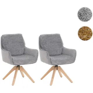 6er-Set Esszimmerstuhl HWC-Q37, Küchenstuhl drehbar Auto-Return, Stoff (680g/m2) Chenille Öko-Tex Holz MVG ~ grau