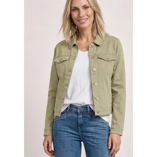 Jeansjacke STREET ONE, Damen, Gr. 36, grün (olive washed), Jeans, 92% Baumwolle, 6% Polyester, 2% Elasthan, unifarben, normal normal, V-Ausschnitt, Manschette, Jacken Jeansjacke, aus Baumwolle mit Stretchanteil