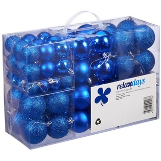 relaxdays Weihnachtsbaumkugel Weihnachtskugeln 100er Set, Blau blau|silberfarben