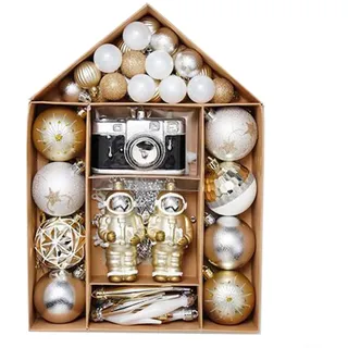 Zoegneer 70 Stück Weihnachtskugeln Weihnachtsbaumschmuck Anhänger Feiertagsdekorationen Weihnachtsfeier für Brautparty (Gold)