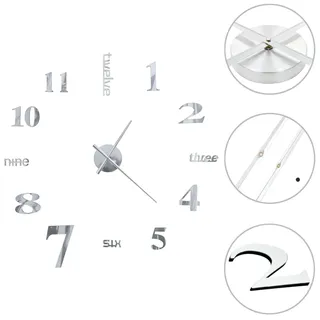 vidaXL 3D-Wanduhr 100,0 cm NA silber