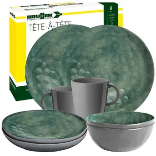 BRUNNER Geschirr-Set BRUNNER Camping Geschirrset VENETIAN (8, 12, 16, 36-Teile) SEA GREEN (8-tlg)