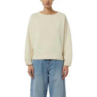 Sweater COMMA, Damen, Gr. 38, beige (vanilla), Sweatware, Obermaterial: 49% Polyester, 45% Viskose, 6% Elasthan, unifarben, lässig geschnitten hüftbedeckend, Rundhals, abgesteppte Kante, Sweatshirts Sweater, unifarben, mit Viskose und Stretch