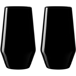 Leonardo Etna Trink-Gläser 2er Set, spülmaschinenfeste Cocktail-Gläser, Black Edition aus Glas, Saftglas Wasser-Glas Tasting-Set schwarz 365 ml 026656