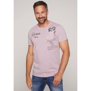 T-Shirt CAMP DAVID Gr. M, lila (french violet) Herren Shirts T-Shirts mit Kontrastnähten