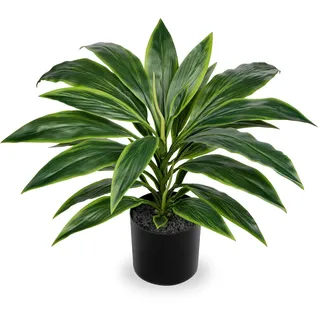 Oairse 48 cm Kunstpflanze Dracaena im Topf mit schwarzem Topf künstliche Dracaena-Pflanze, künstliche Tropische Pflanzen für Badezimmer, Wohnzimmer, Büro, Schreibtisch, Regal, Grün