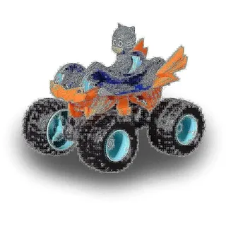 Dickie Toys PJ Masks Single Pack Cat-Car Mega Wheelz, inkl. Cat-Car-Figur, große Reifen, 1:64, 9 cm